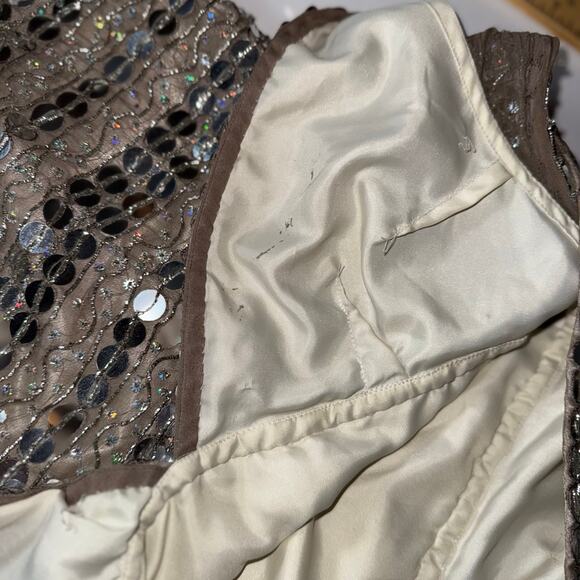 Scala Couture Sequin Beaded Mini Dress Women’s Silver V Neck Sleeveless Party 8 - Picture 16 of 16